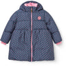 COPENHAGEN COLORS Navy Flower Aop Puffer Long Frill Jacka M/ Teddy Lining