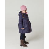 COPENHAGEN COLORS Navy Flower Aop Puffer Long Frill Jacka M/ Teddy Lining