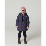 COPENHAGEN COLORS Navy Flower Aop Puffer Long Frill Jacka M/ Teddy Lining