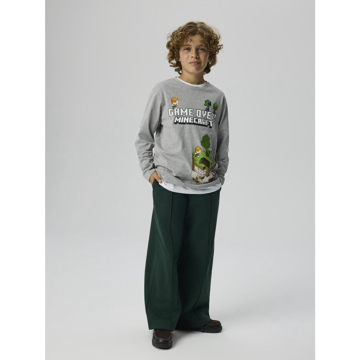 Name It Grey Melange Nkmar Minecraft Ls Nreg Topp Box Noos Bfu