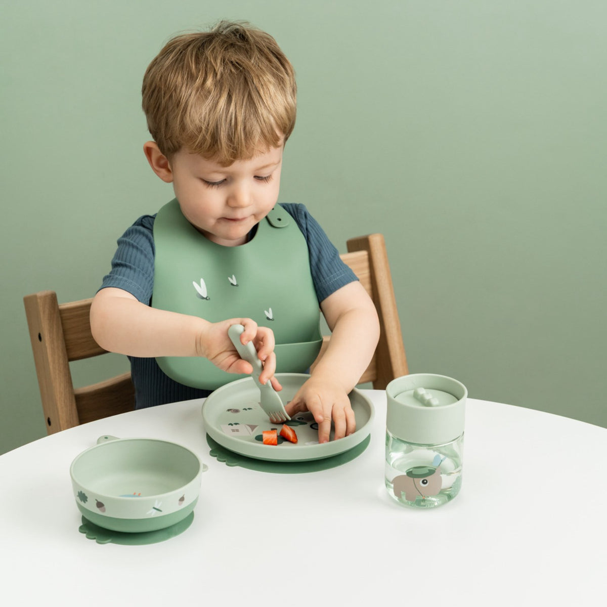 DonebyDeer Green Tiny Trails Foodie Dinner Sett Med Kopp