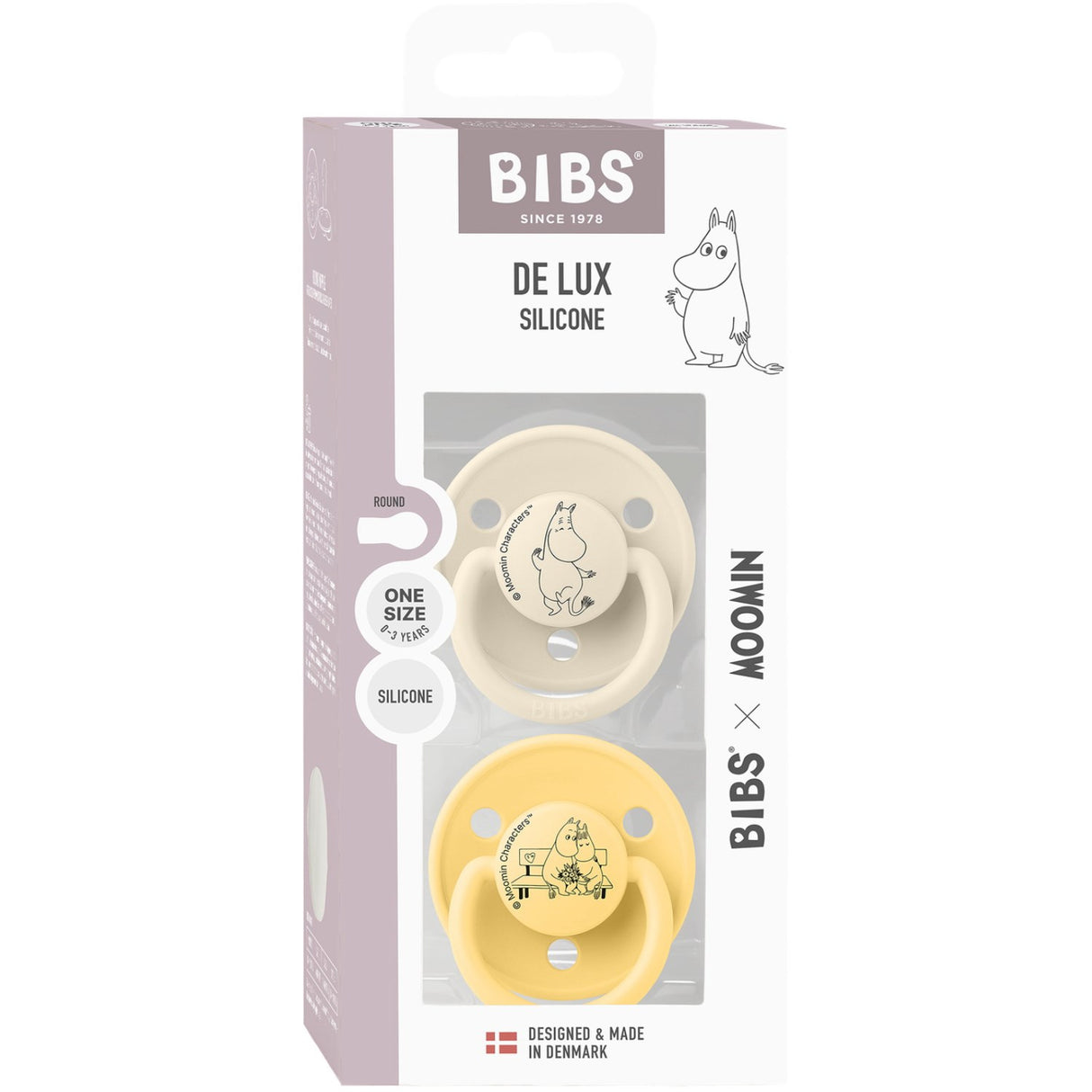 Bibs Ivory / Pale Butter X Moomins Napp De Lux Moomintroll 2-Pack Silikon