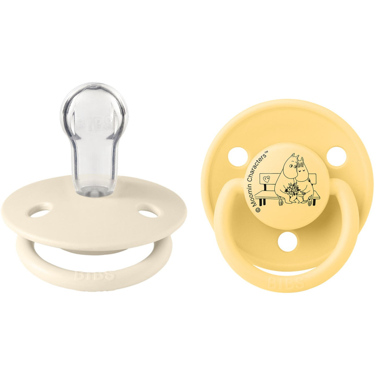 Bibs Ivory / Pale Butter X Moomins Napp De Lux Moomintroll 2-Pack Silikon
