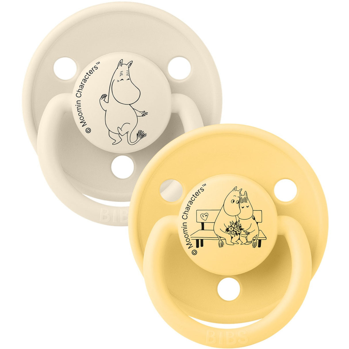 Bibs Ivory / Pale Butter X Moomins Napp De Lux Moomintroll 2-Pack Silikon