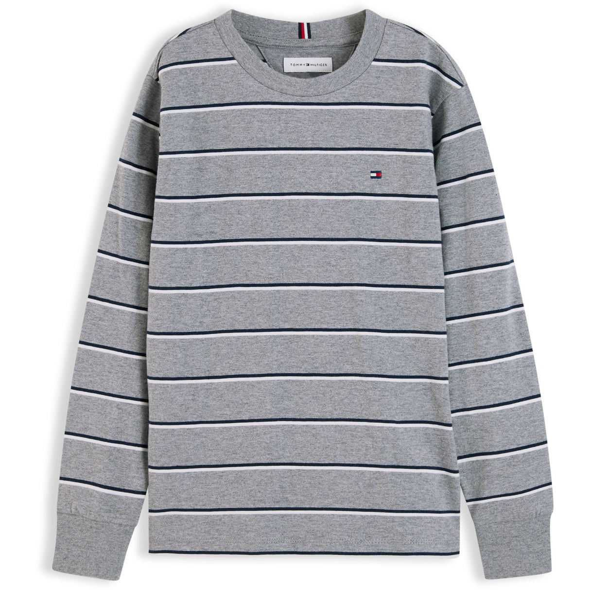 Tommy Hilfiger Medium Grey Heather-Grey Stripe Tee Ls