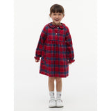 Tommy Hilfiger Medium Red Check-Red Lg Check Rounded Krage Klänning
