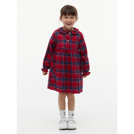 Tommy Hilfiger Medium Red Check-Red Lg Check Rounded Krage Klänning