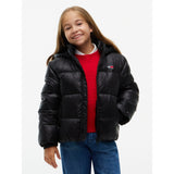 Tommy Hilfiger Black-Black Hooded Shiny Puffer Jacka