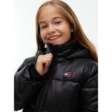 Tommy Hilfiger Black-Black Hooded Shiny Puffer Jacka