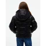 Tommy Hilfiger Black-Black Hooded Shiny Puffer Jacka