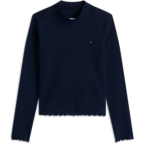 Tommy Hilfiger Dark Blue-Blue Mock Neck Rib Topp Ls