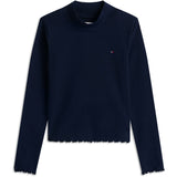 Tommy Hilfiger Dark Blue-Blue Mock Neck Rib Topp Ls