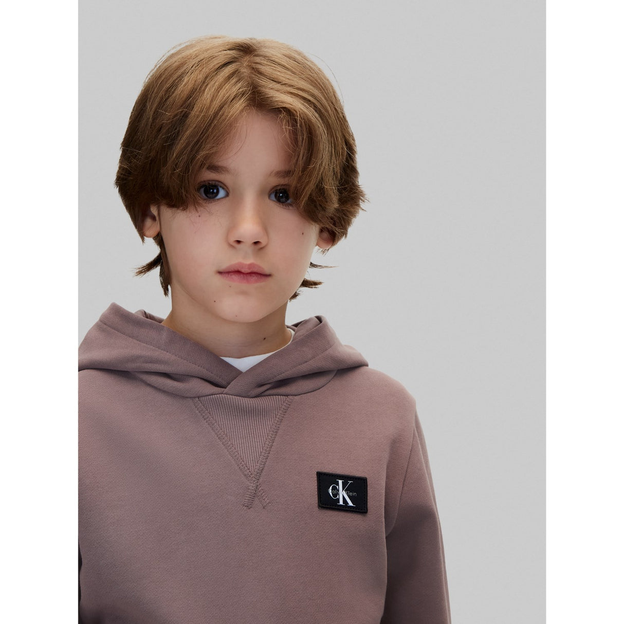 Calvin Klein Iron-Grey Monologo Badge Hoodies