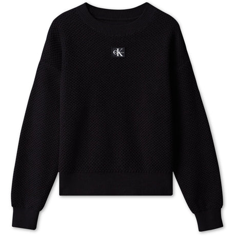 Calvin Klein Pvh Black-Black Monologo Badge Cn Sweater