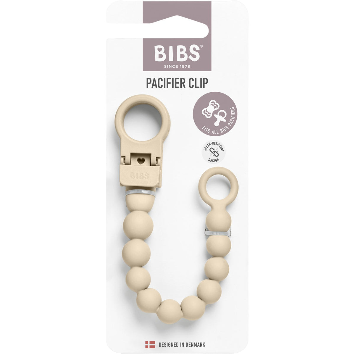 Bibs Vanilla Napp Clip Beaded