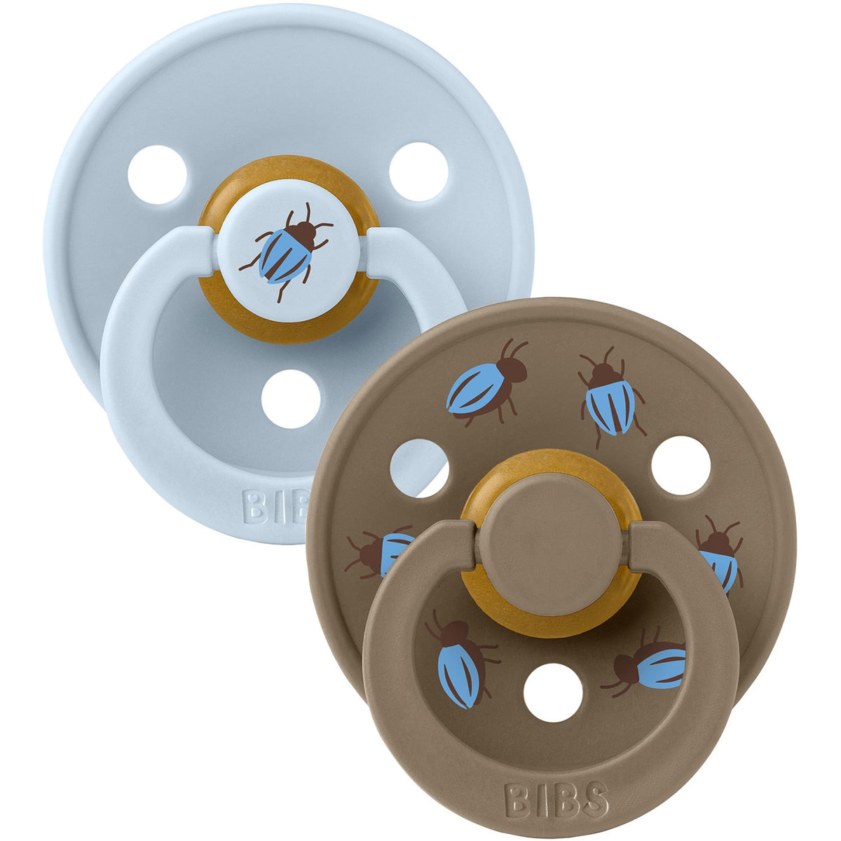 Bibs Baby Blue / Dark Oak Studio Colour Napp Beetle Mix 2 Pack Latex Round