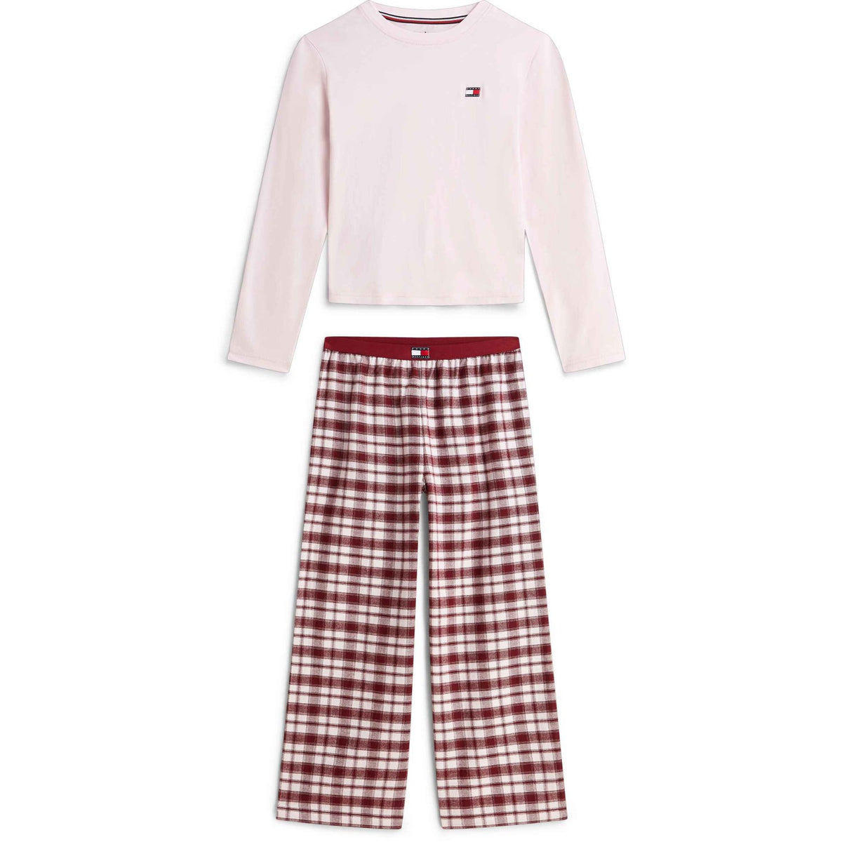 Tommy Hilfiger Lt Pink/ Lt Pink Plaid-Brown Ls Pj Sett