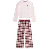 Tommy Hilfiger Lt Pink/ Lt Pink Plaid-Brown Ls Pj Sett