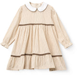 COPENHAGEN COLORS Sand Flower Print Aop Klänning M/ Lace Piping Och Poplin Krage