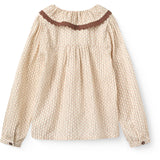 COPENHAGEN COLORS Sand Flower Print Aop Skjorta M/ Frill & Lace Piping