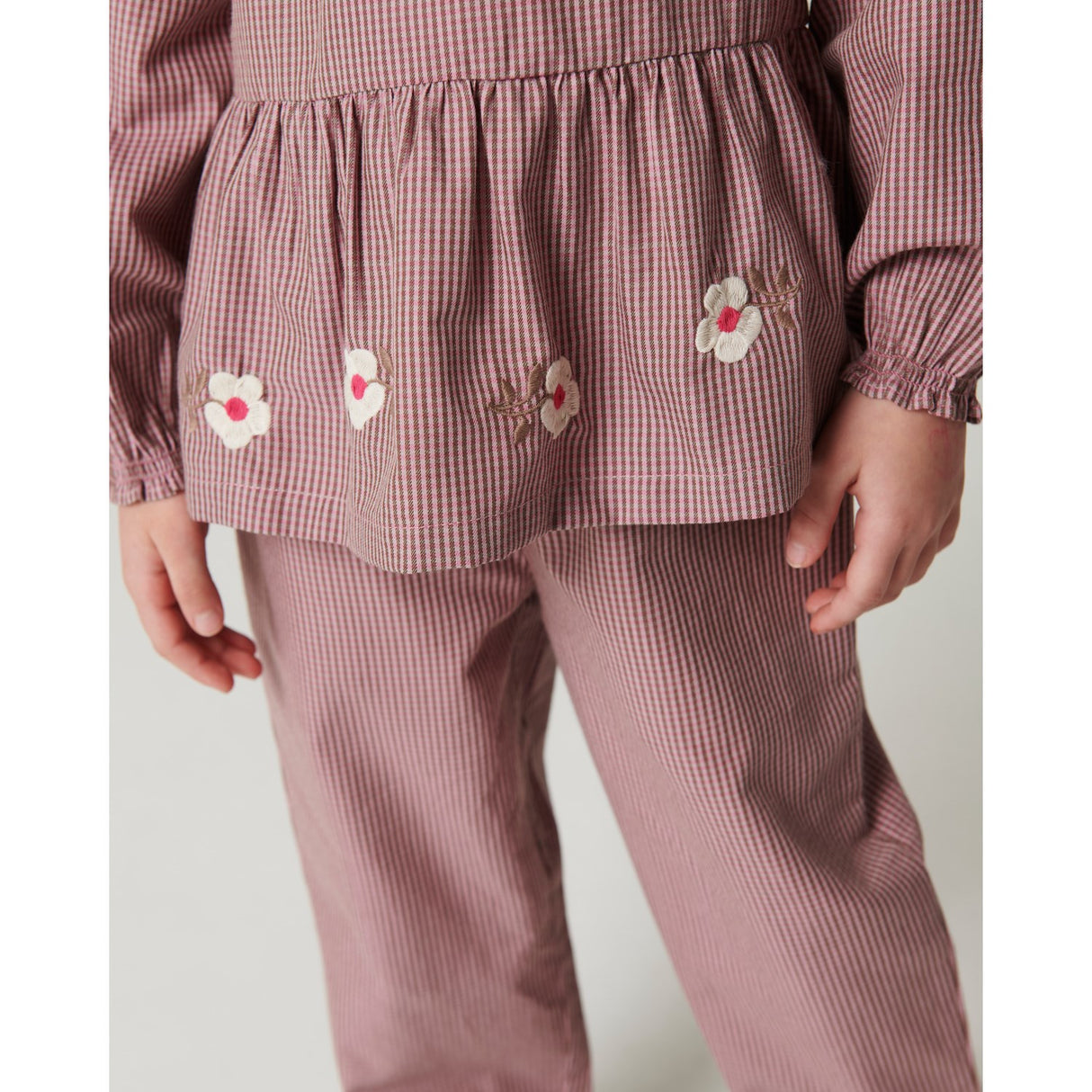 COPENHAGEN COLORS Winter Rose Check Comb. Blus M/ Flower Embroidery