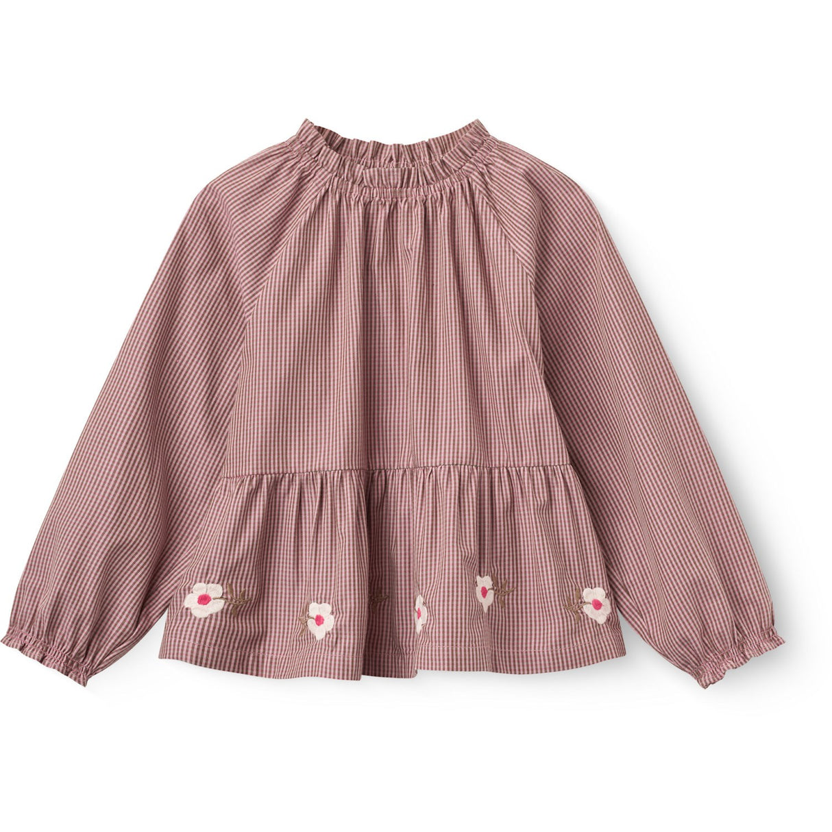 COPENHAGEN COLORS Winter Rose Check Comb. Blus M/ Flower Embroidery