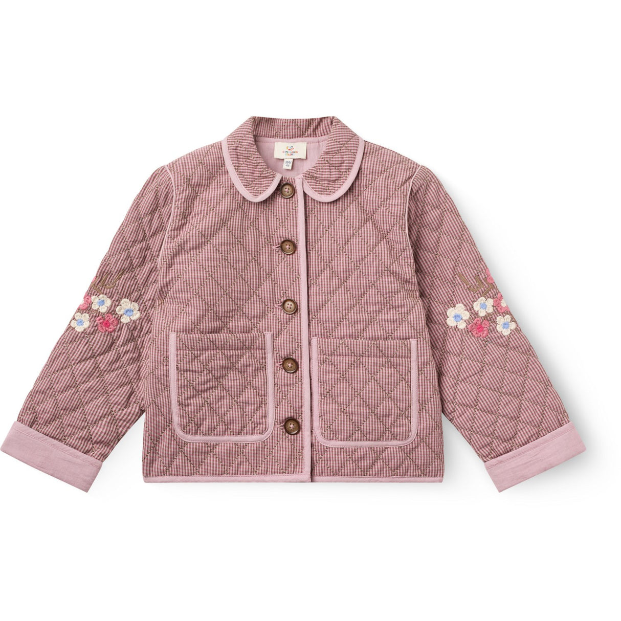 COPENHAGEN COLORS Winter Rose Check Comb. Checkered Quiltad Jacka M/ Embroidery