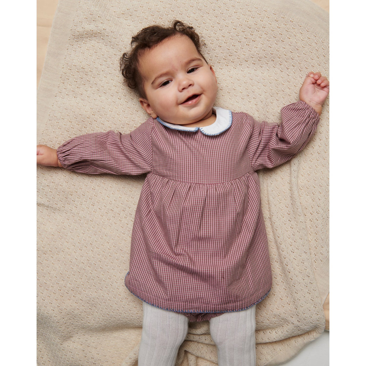 COPENHAGEN COLORS Winter Rose Check Comb. Checkered Romper Klänning M/ Krage