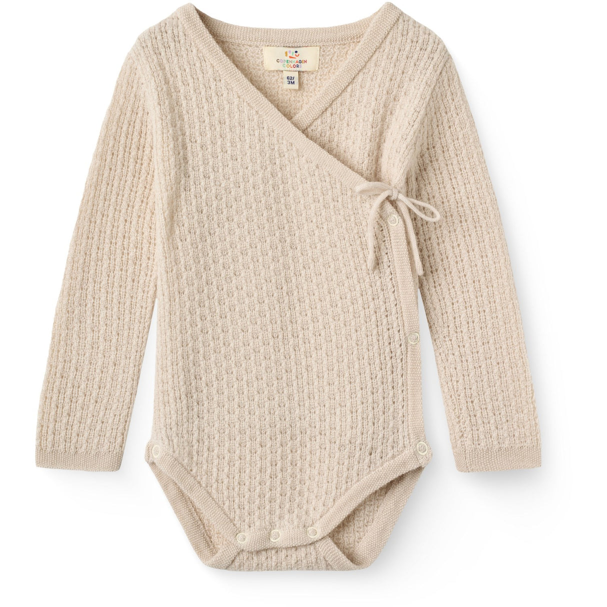 COPENHAGEN COLORS Pale Cream Melange Stickad Pointelle Baby Cross-Over