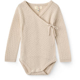 COPENHAGEN COLORS Pale Cream Melange Stickad Pointelle Baby Cross-Over