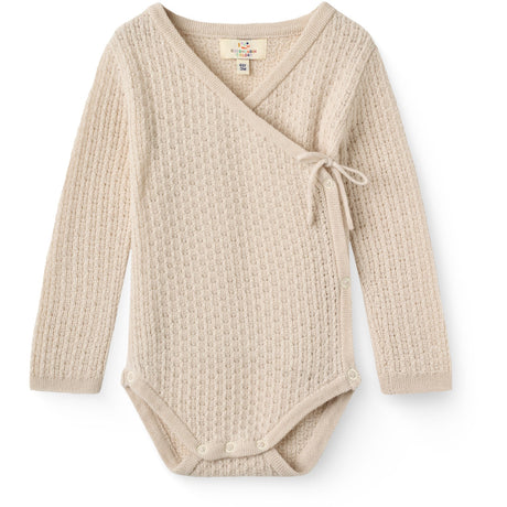 COPENHAGEN COLORS Pale Cream Melange Stickad Pointelle Baby Cross-Over
