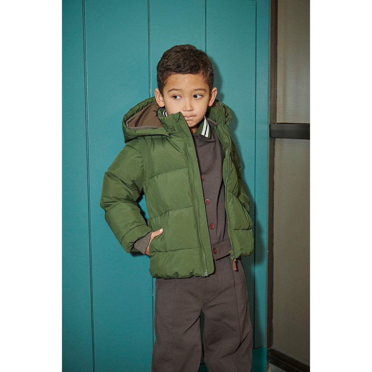 COPENHAGEN COLORS Dk. Green 2 I 1 Puffer Jacka M/ Removable Ärmar