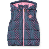 COPENHAGEN COLORS Navy Flower Aop 2 I 1 Puffer Jacka M/ Removable Ärmar