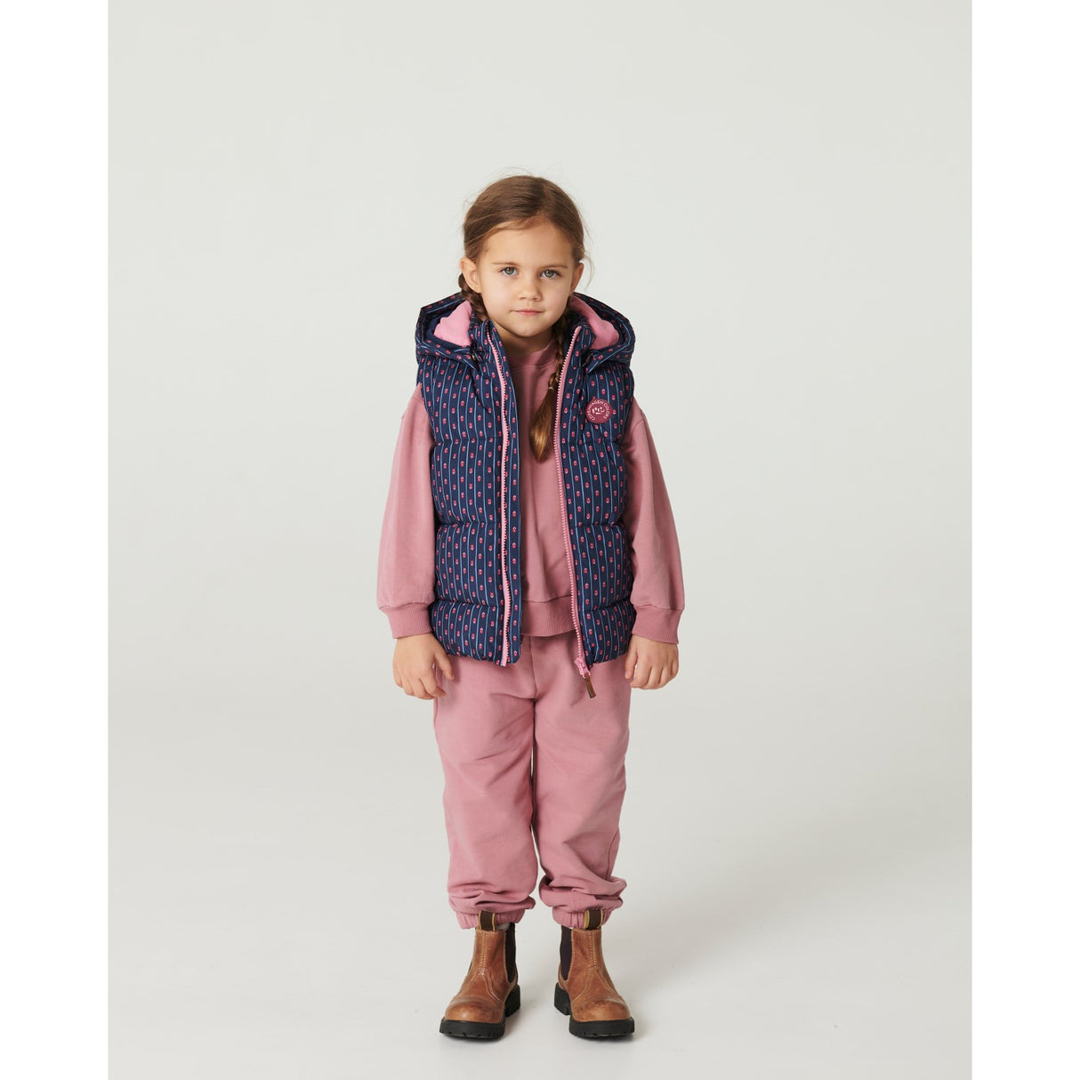 COPENHAGEN COLORS Navy Flower Aop 2 I 1 Puffer Jacka M/ Removable Ärmar
