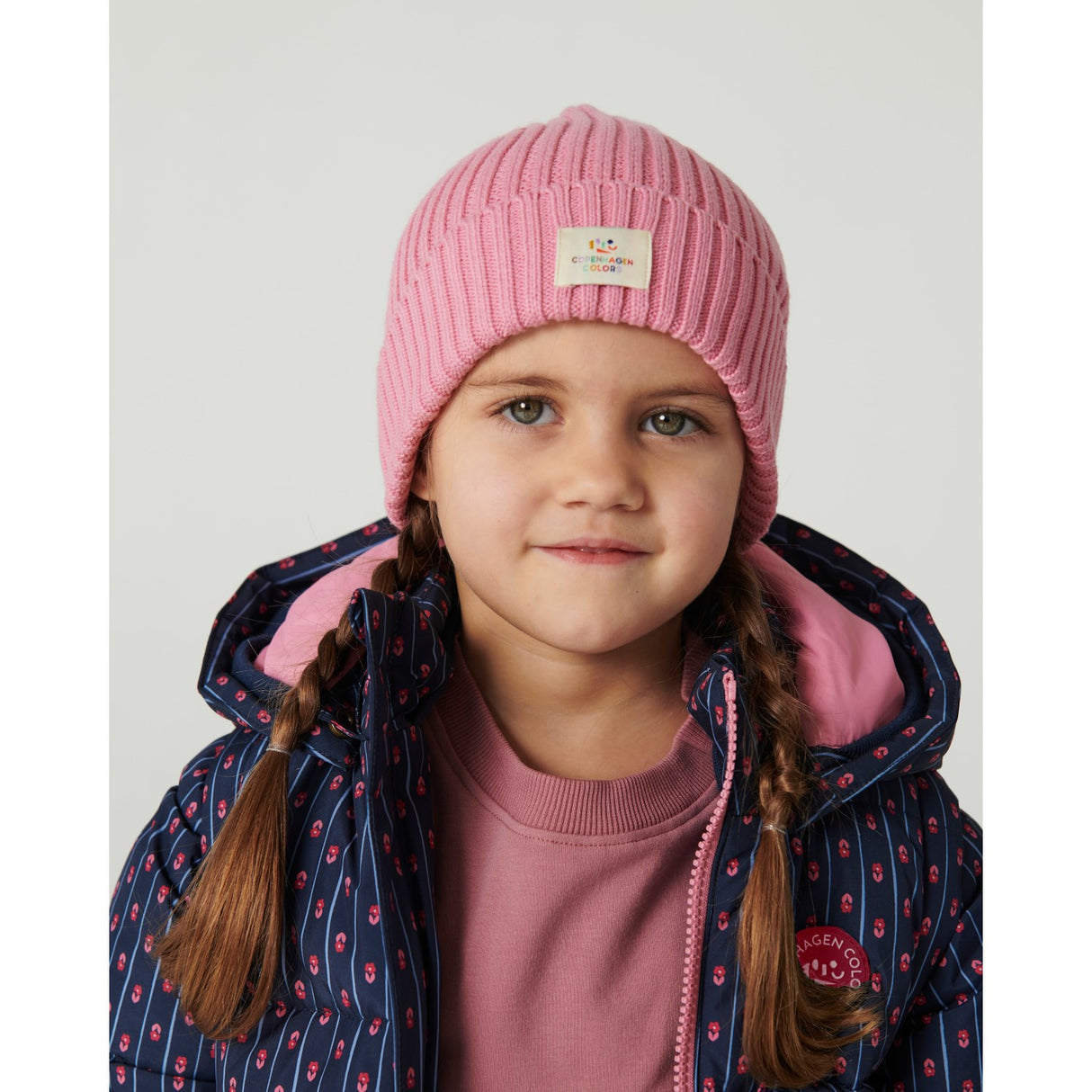 COPENHAGEN COLORS Navy Flower Aop 2 I 1 Puffer Jacka M/ Removable Ärmar