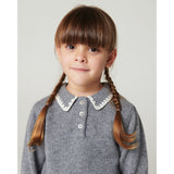 COPENHAGEN COLORS Grey Melange Comb. Cashmere Blus M/ Krage & Filt Stitch