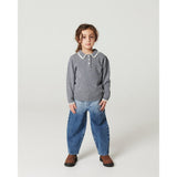COPENHAGEN COLORS Grey Melange Comb. Cashmere Blus M/ Krage & Filt Stitch
