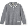 COPENHAGEN COLORS Grey Melange Comb. Cashmere Blus M/ Krage & Filt Stitch