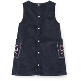 COPENHAGEN COLORS Navy Corduroy Klänning M/ Embroidery
