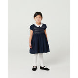 COPENHAGEN COLORS Navy Comb. Klänning M/ Handmade Smock Embroidery