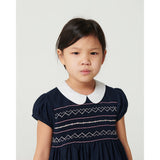 COPENHAGEN COLORS Navy Comb. Klänning M/ Handmade Smock Embroidery