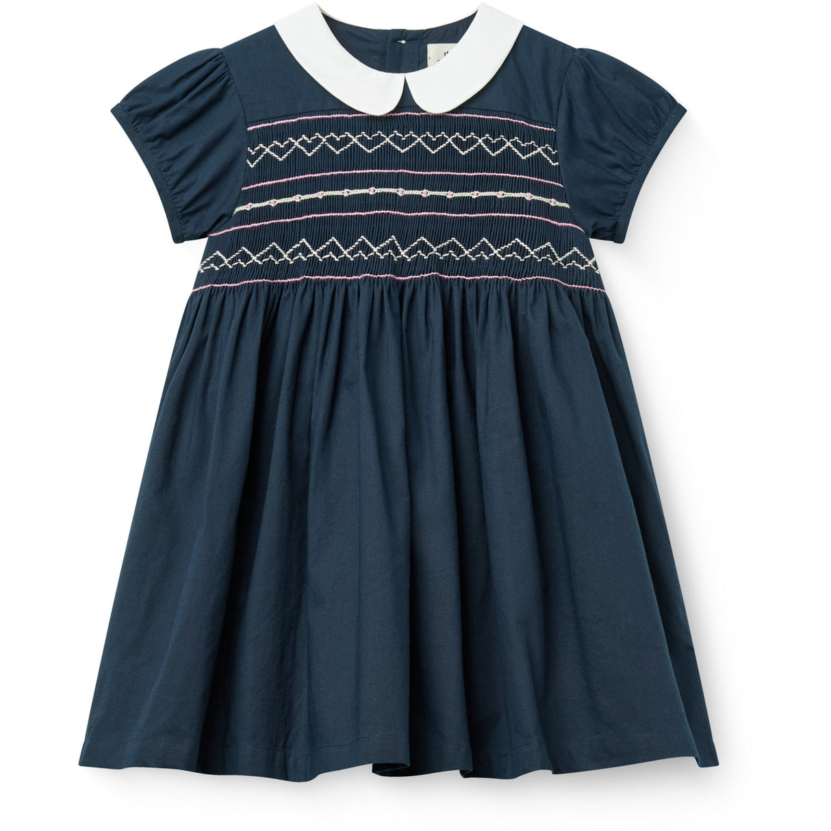 COPENHAGEN COLORS Navy Comb. Klänning M/ Handmade Smock Embroidery