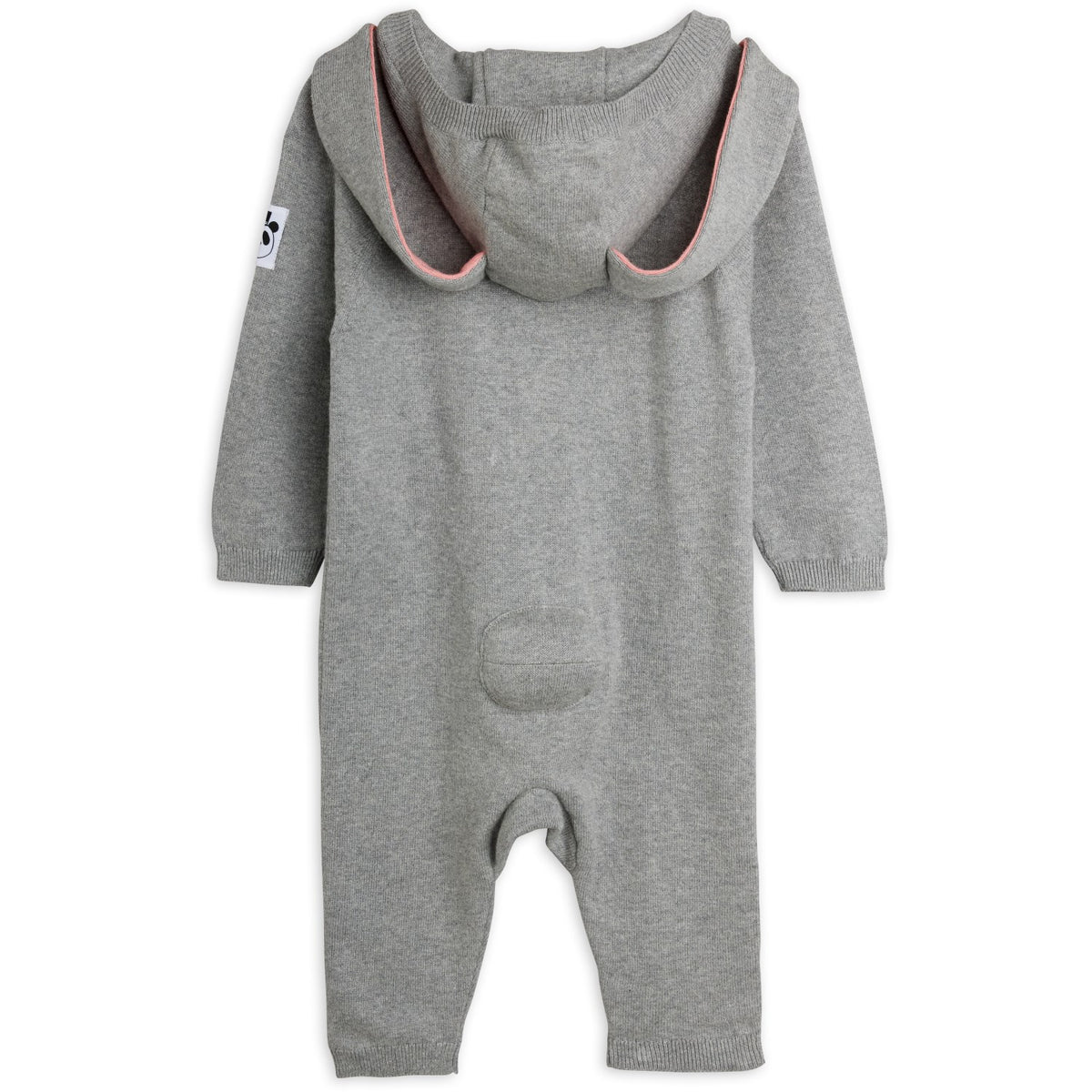 Mini Rodini Grey Melange Rabbit Ear Fine Stickad Baby Byxdress