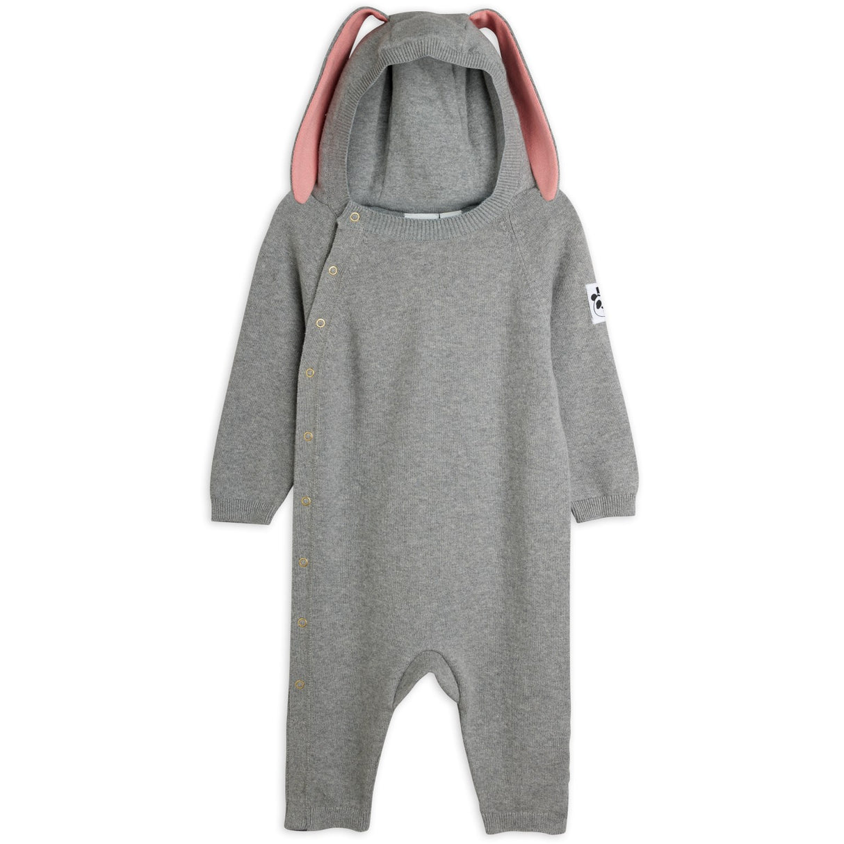 Mini Rodini Grey Melange Rabbit Ear Fine Stickad Baby Byxdress