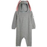 Mini Rodini Grey Melange Rabbit Ear Fine Stickad Baby Byxdress