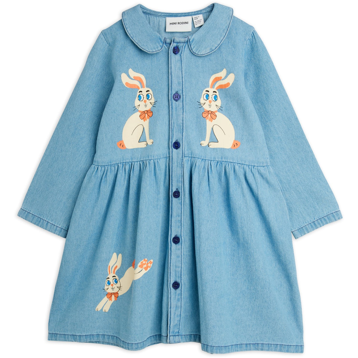 Mini Rodini Blue Lw Denim Rabbit Sp Woven Klänning
