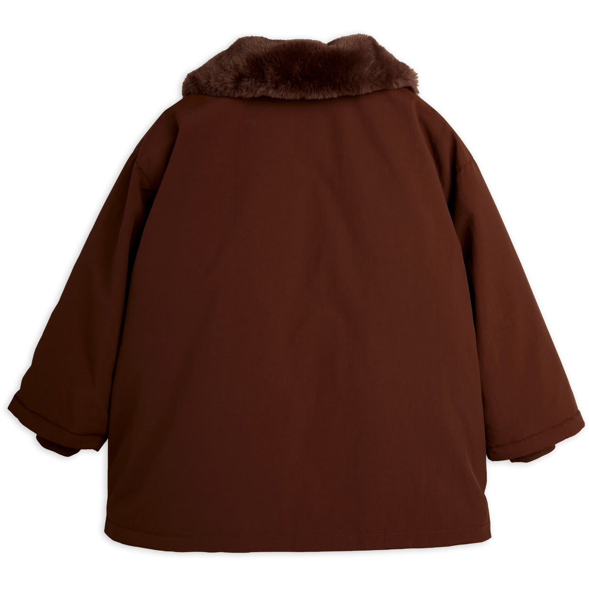 Mini Rodini Brown Quiltad Nylon Parka Med Faux Päls Krage