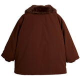 Mini Rodini Brown Quiltad Nylon Parka Med Faux Päls Krage