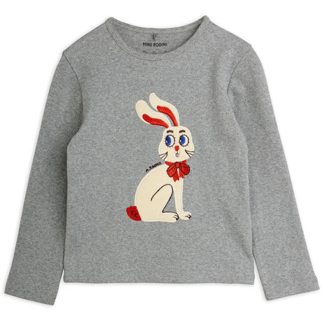 Mini Rodini Grey Melange Rabbit Application Ls Topp