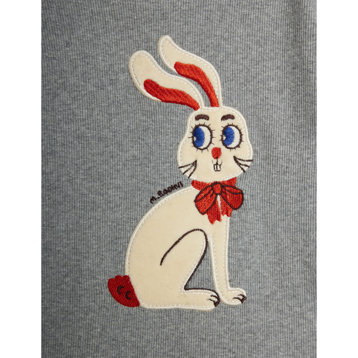 Mini Rodini Grey Melange Rabbit Application Ls Topp
